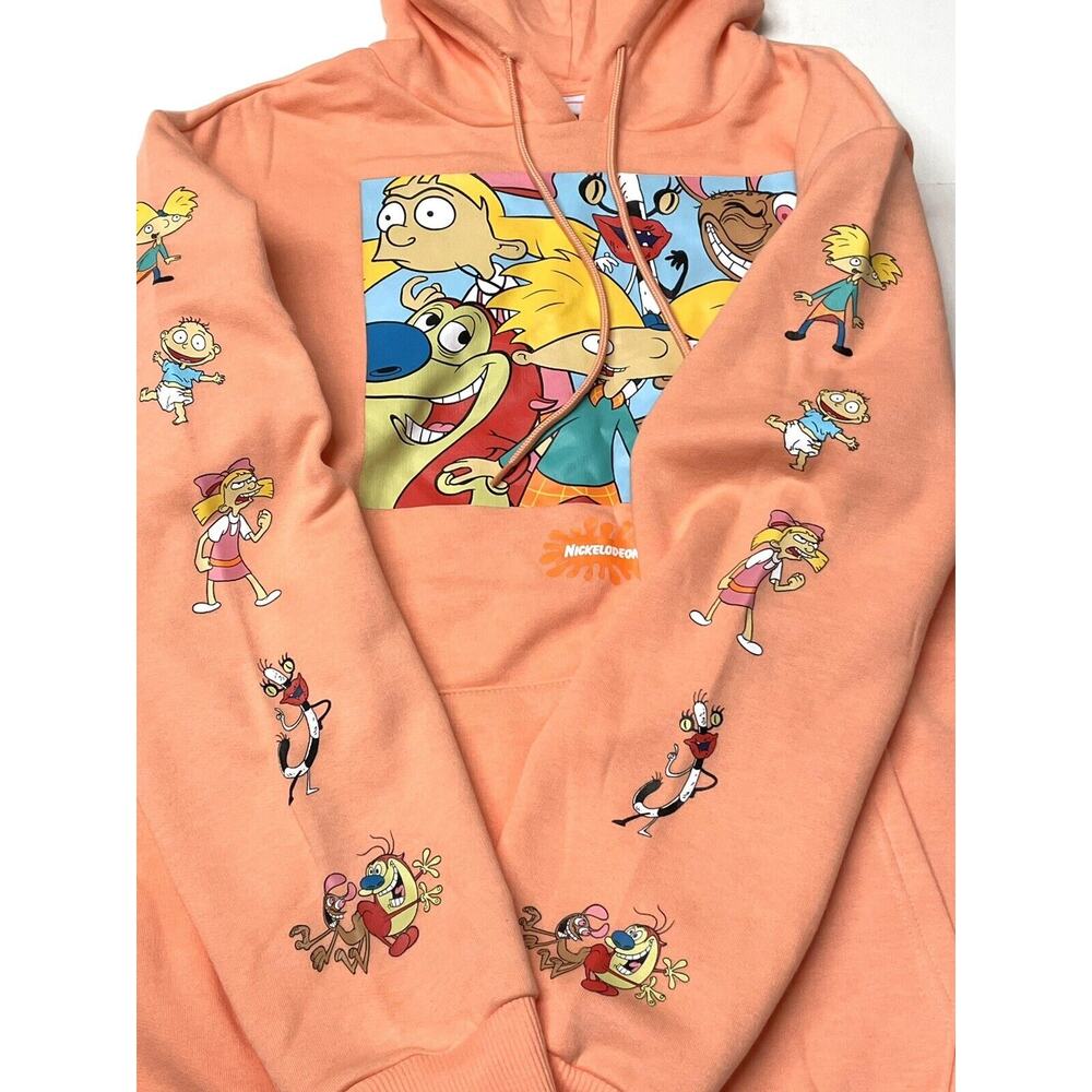 Nickelodeon Hoodie Sz S Hey Arnold Rugrats Ren Stimpy Sweatshirt 90s SMALL